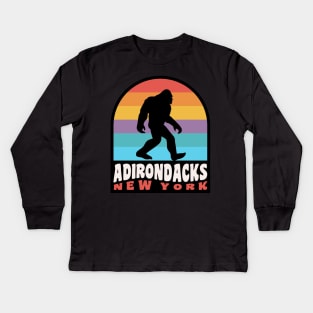 Adirondacks New York Bigfoot Sasquatch High Peaks Kids Long Sleeve T-Shirt